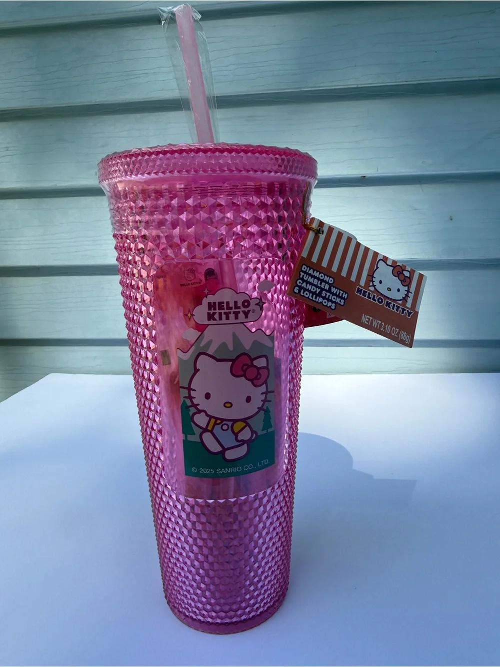 Hello Kitty Hot Pink Studded Tumbler with Straw